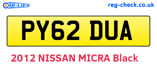 PY62DUA are the vehicle registration plates.