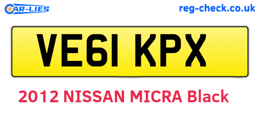 VE61KPX are the vehicle registration plates.