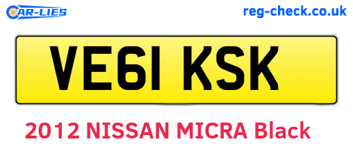 VE61KSK are the vehicle registration plates.