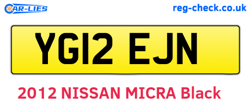 YG12EJN are the vehicle registration plates.