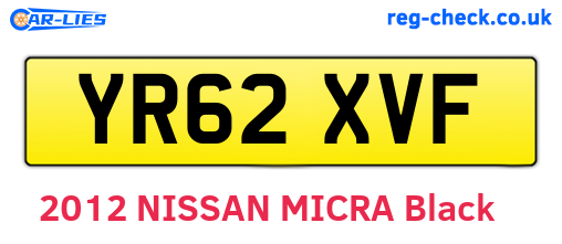 YR62XVF are the vehicle registration plates.