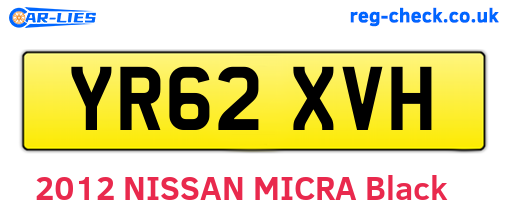 YR62XVH are the vehicle registration plates.