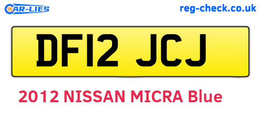DF12JCJ are the vehicle registration plates.