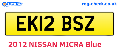 EK12BSZ are the vehicle registration plates.