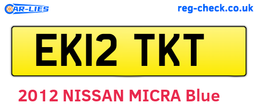 EK12TKT are the vehicle registration plates.