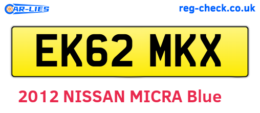 EK62MKX are the vehicle registration plates.