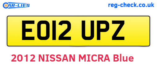 EO12UPZ are the vehicle registration plates.