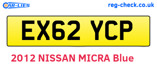 EX62YCP are the vehicle registration plates.