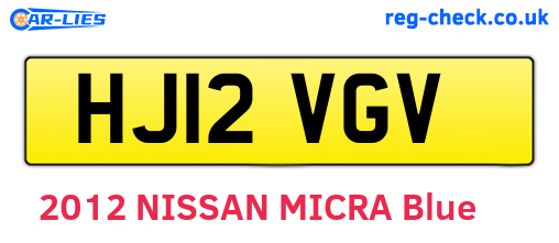 HJ12VGV are the vehicle registration plates.