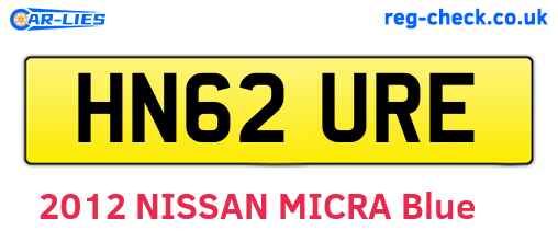 HN62URE are the vehicle registration plates.