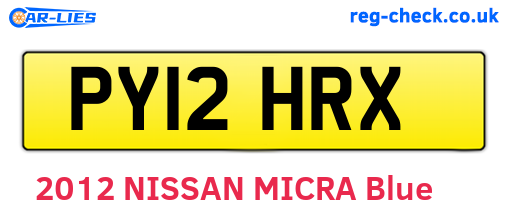 PY12HRX are the vehicle registration plates.