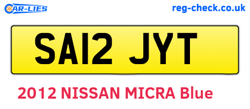 SA12JYT are the vehicle registration plates.