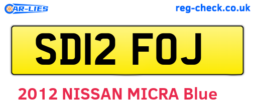 SD12FOJ are the vehicle registration plates.