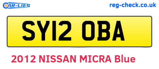 SY12OBA are the vehicle registration plates.