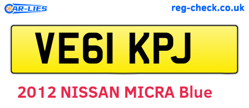 VE61KPJ are the vehicle registration plates.