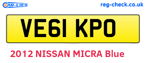 VE61KPO are the vehicle registration plates.