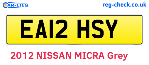 EA12HSY are the vehicle registration plates.