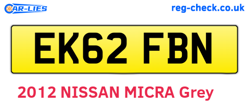 EK62FBN are the vehicle registration plates.