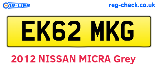 EK62MKG are the vehicle registration plates.
