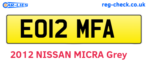 EO12MFA are the vehicle registration plates.