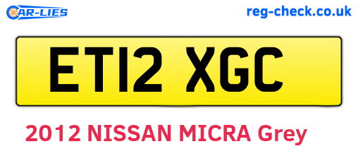 ET12XGC are the vehicle registration plates.