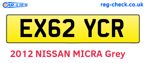 EX62YCR are the vehicle registration plates.