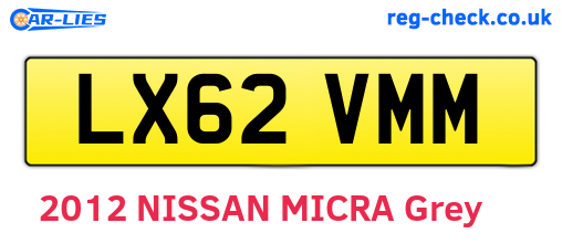 LX62VMM are the vehicle registration plates.