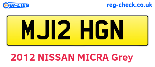 MJ12HGN are the vehicle registration plates.