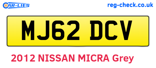 MJ62DCV are the vehicle registration plates.