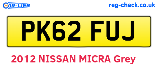 PK62FUJ are the vehicle registration plates.