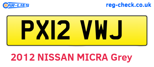 PX12VWJ are the vehicle registration plates.