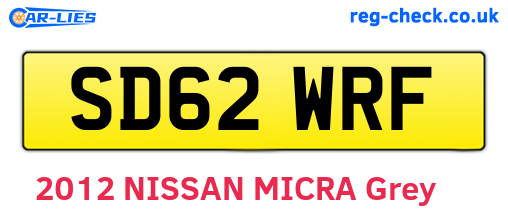 SD62WRF are the vehicle registration plates.
