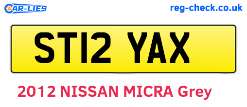 ST12YAX are the vehicle registration plates.