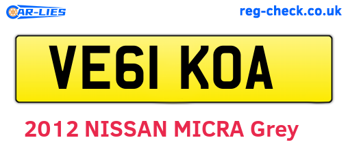 VE61KOA are the vehicle registration plates.