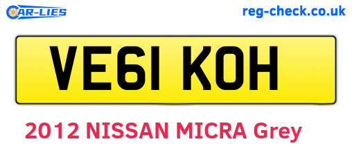 VE61KOH are the vehicle registration plates.