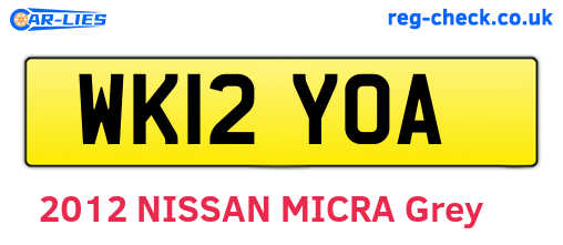 WK12YOA are the vehicle registration plates.