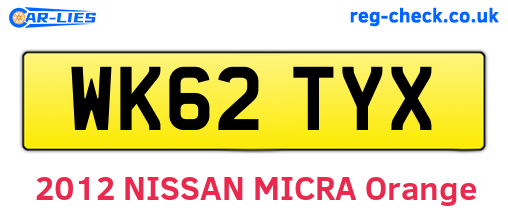 WK62TYX are the vehicle registration plates.
