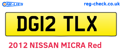 DG12TLX are the vehicle registration plates.