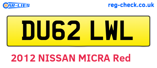 DU62LWL are the vehicle registration plates.