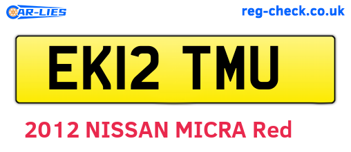 EK12TMU are the vehicle registration plates.