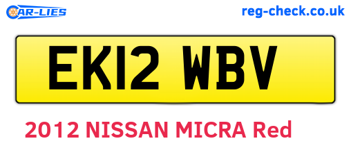 EK12WBV are the vehicle registration plates.