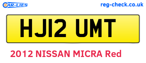 HJ12UMT are the vehicle registration plates.