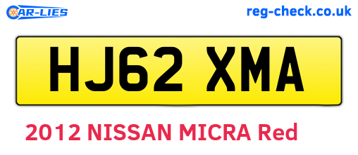 HJ62XMA are the vehicle registration plates.