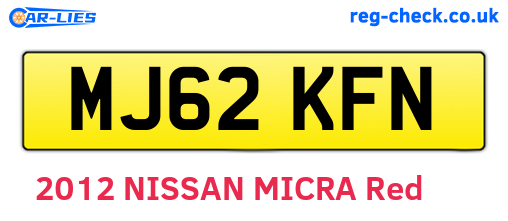 MJ62KFN are the vehicle registration plates.