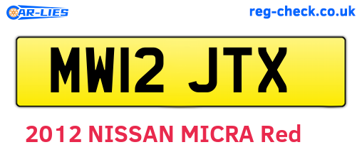 MW12JTX are the vehicle registration plates.