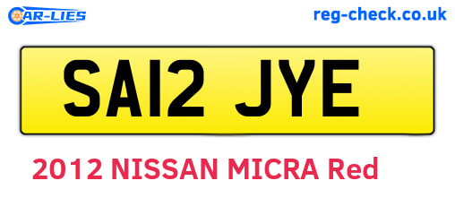 SA12JYE are the vehicle registration plates.