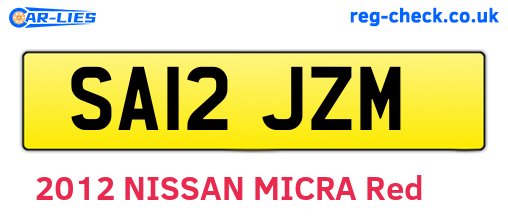 SA12JZM are the vehicle registration plates.