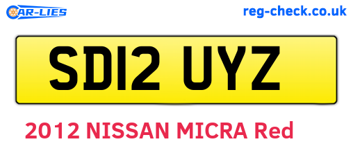 SD12UYZ are the vehicle registration plates.