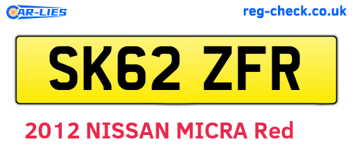 SK62ZFR are the vehicle registration plates.