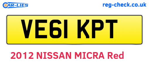 VE61KPT are the vehicle registration plates.